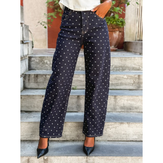 Jeans à pois Mélyna - Bleu foncé