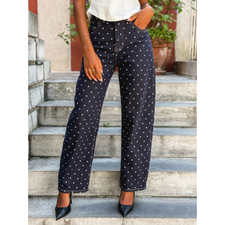 Jeans à pois Mélyna - Bleu foncé