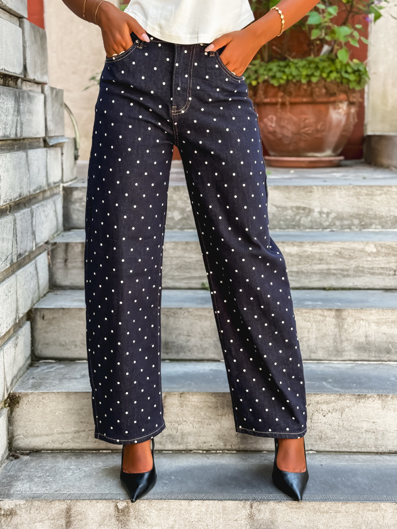 Jeans à pois Mélyna - Bleu foncé