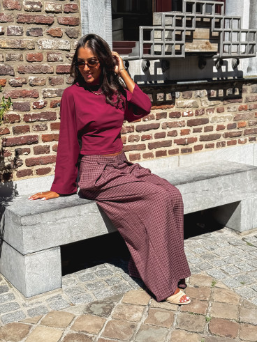 Pantalon à carreaux Pia - Bordeaux