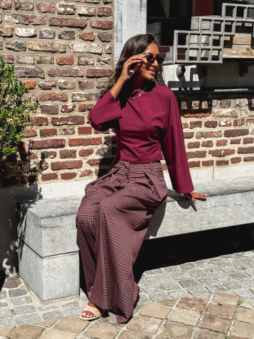 Pantalon à carreaux Pia - Bordeaux