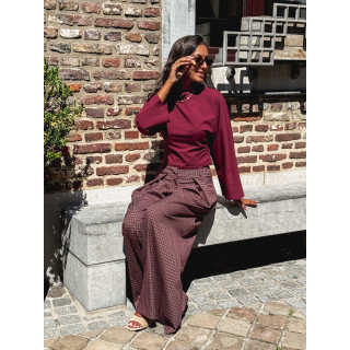 Pantalon à carreaux Pia - Bordeaux