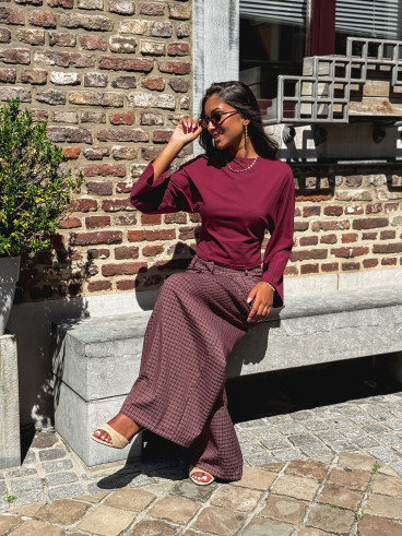Pantalon à carreaux Pia - Bordeaux