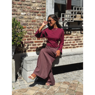 Pantalon à carreaux Pia - Bordeaux