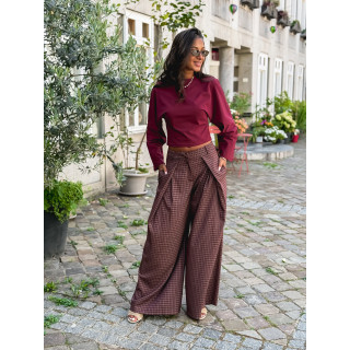 Pantalon à carreaux Pia - Bordeaux