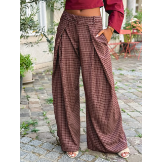 Pantalon à carreaux Pia - Bordeaux