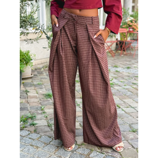 Pantalon à carreaux Pia - Bordeaux