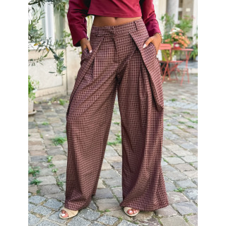 Pantalon à carreaux Pia - Bordeaux