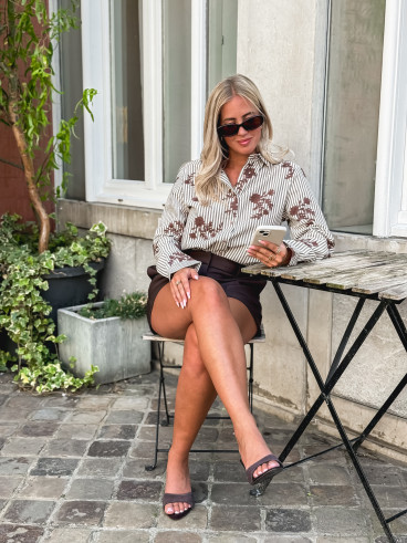 Chemise lignée Phénicia - Ecru/Taupe Chemise lignée Phénicia - Ecru/Taupe