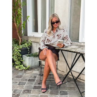 Chemise lignée Phénicia - Ecru/Taupe