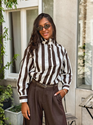 Chemise Anya - Chocolat/Blanc