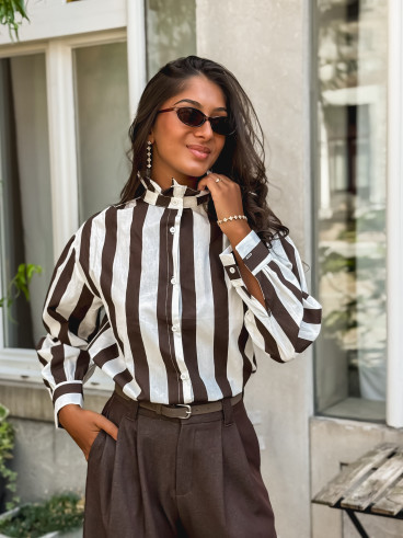 Chemise Anya - Chocolat/Blanc