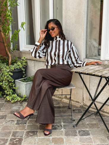 Chemise Anya - Chocolat/Blanc