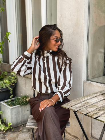 Chemise Anya - Chocolat/Blanc