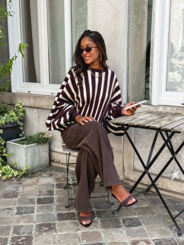 Pull ligné Armance - Chocolat Pull ligné Armance - Chocolat