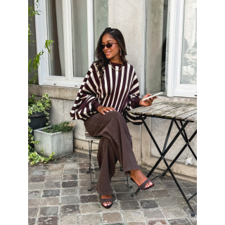 Pull ligné Armance - Chocolat