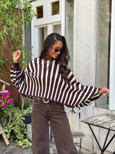 Pull ligné Armance - Chocolat Pull ligné Armance - Chocolat