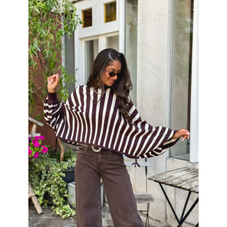 Pull ligné Armance - Chocolat