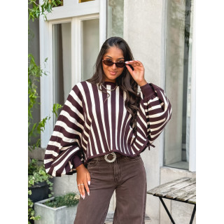 Pull ligné Armance - Chocolat