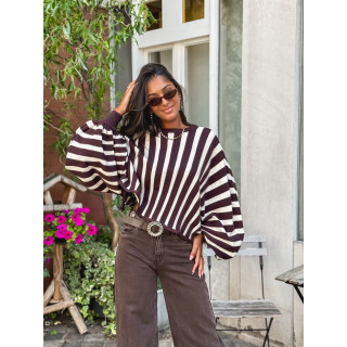 Pull ligné Armance - Chocolat