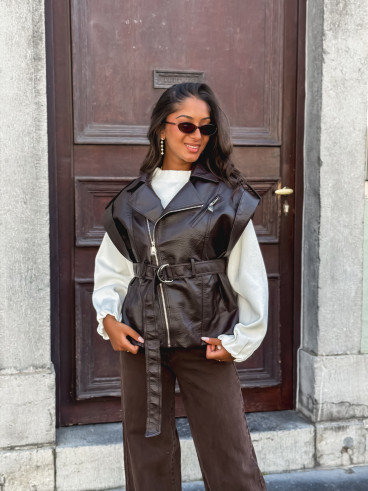 Veste en simili Mayana - Chocolat