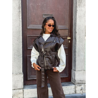 Veste en simili Mayana - Chocolat