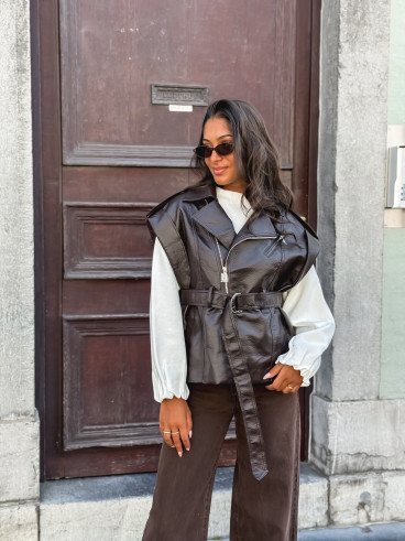 Veste en simili Mayana - Chocolat