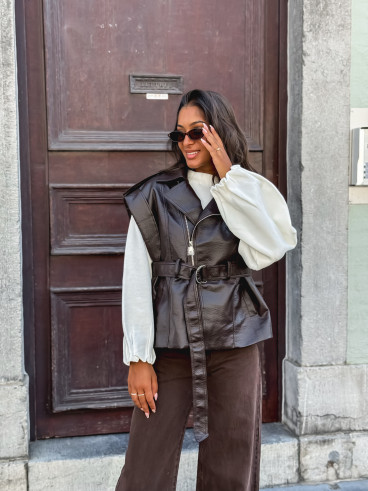 Veste en simili Mayana - Chocolat