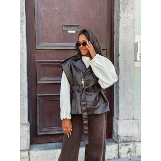 Veste en simili Mayana - Chocolat