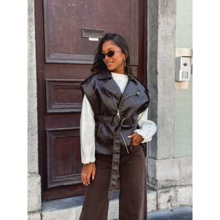 Veste en simili Mayana - Chocolat