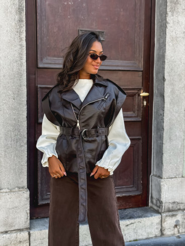Veste en simili Mayana - Chocolat