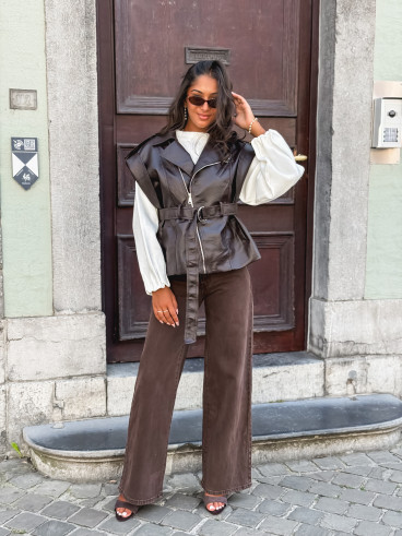 Veste en simili Mayana - Chocolat