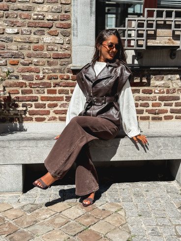 Veste en simili Mayana - Chocolat