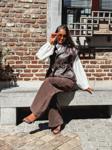 Veste en simili Mayana - Chocolat