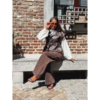 Veste en simili Mayana - Chocolat