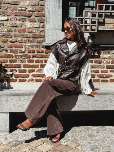Veste en simili Mayana - Chocolat