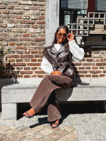 Veste en simili Mayana - Chocolat