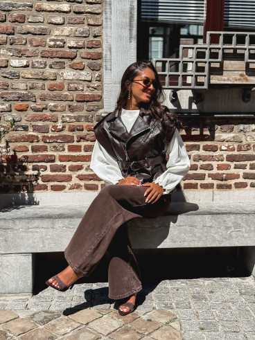 Veste en simili Mayana - Chocolat