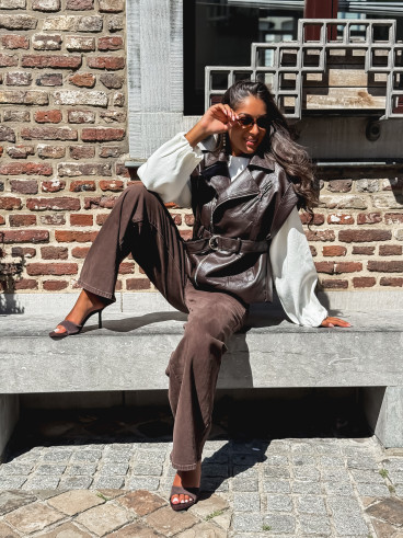 Veste en simili Mayana - Chocolat