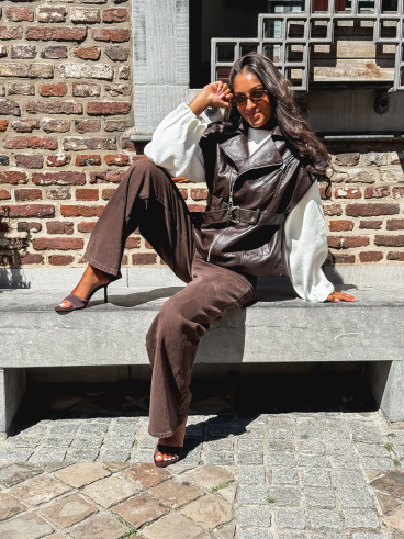 Veste en simili Mayana - Chocolat