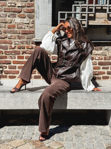Veste en simili Mayana - Chocolat