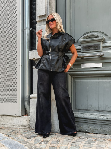 Veste en simili Mayana - Noir