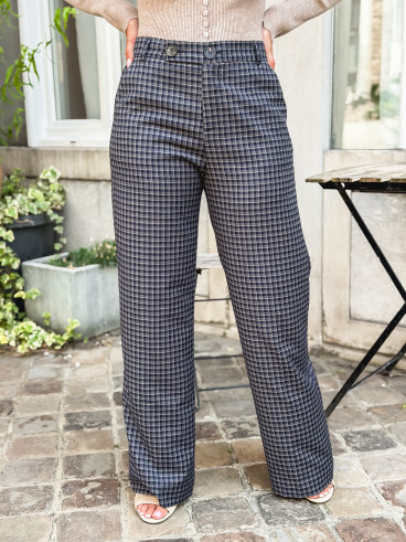 Pantalon à carreaux Maliory - Bleu marine