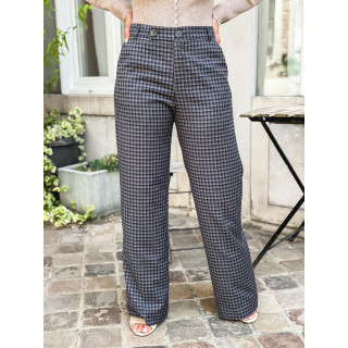 Pantalon à carreaux Maliory - Bleu marine