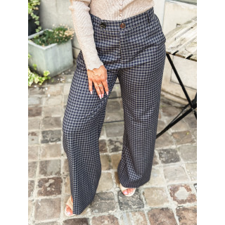 Pantalon à carreaux Maliory - Bleu marine