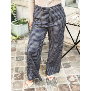 Pantalon à carreaux Maliory - Bleu marine