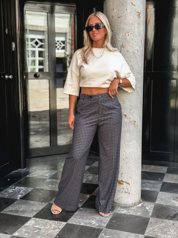 Pantalon à carreaux Maliory - Bleu marine