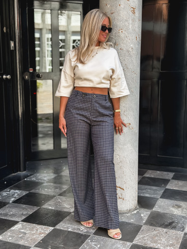 Pantalon à carreaux Maliory - Bleu marine