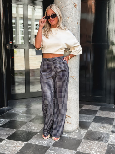 Pantalon à carreaux Maliory - Bleu marine