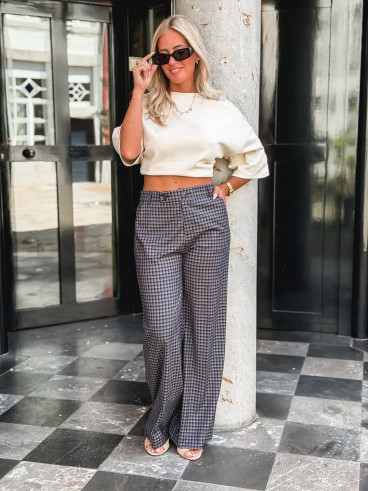 Pantalon à carreaux Maliory - Bleu marine
